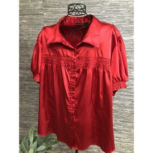 26/28W Plus Red Top blouse short sleeve button